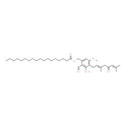 ChemSpider 2D Image | 4-[(2E)-3,7-Dimethyl-5-oxo-2,6-octadien-1-yl]-2-formyl-3-hydroxy-5-methoxybenzyl stearate | C37H58O6