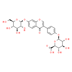 ChemSpider 2D Image | 4-[7-(beta-D-Glucopyranosyloxy)-4-oxo-4H-chromen-3-yl]phenyl beta-D-glucopyranosiduronic acid | C27H28O15