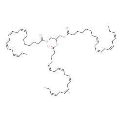 ChemSpider 2D Image | 1,3-Bis[(8Z,11Z,14Z,17Z)-8,11,14,17-icosatetraenoyloxy]-2-propanyl (5Z,8Z,11Z,14Z,17Z)-5,8,11,14,17-icosapentaenoate | C63H96O6