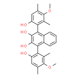 ChemSpider 2D Image | 1,4-Bis(6-hydroxy-3-methoxy-2,4-dimethylphenyl)-2,3-naphthalenediol | C28H28O6