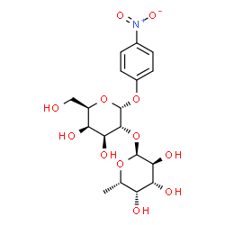 ChemSpider 2D Image | 4-Nitrophenyl 2-O-(6-deoxy-alpha-L-galactopyranosyl)-alpha-D-galactopyranoside | C18H25NO12