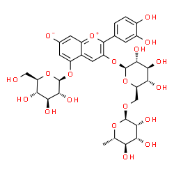 ChemSpider 2D Image | cyanidin 3-O-rutinoside 5-O-beta-D-glucoside betaine | C33H40O20