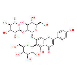 ChemSpider 2D Image | 7-O-[alpha-L-rhamnosyl-(1->2)-beta-D-glucosyl]isovitexin | C33H40O19