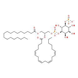 ChemSpider 2D Image | (2R)-2-[(5Z,8Z,11Z,14Z)-5,8,11,14-Icosatetraenoyloxy]-3-(stearoyloxy)propyl (1R,2R,3R,4R,5S,6R)-2,3,4,6-tetrahydroxy-5-(phosphonatooxy)cyclohexyl phosphate | C47H81O16P2