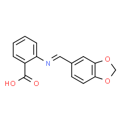 ChemSpider 2D Image | 2-[(E)-(1,3-Benzodioxol-5-ylmethylene)amino]benzoic acid | C15H11NO4