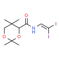 ChemSpider 2D Image | N-(2,2-Diiodovinyl)-2,2,5,5-tetramethyl-1,3-dioxane-4-carboxamide | C11H17I2NO3