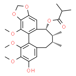 ChemSpider 2D Image | (6R,7R,8R)-3-Hydroxy-1,2,13-trimethoxy-6,7-dimethyl-5,6,7,8-tetrahydrobenzo[3',4']cycloocta[1',2':4,5]benzo[1,2-d][1,3]dioxol-8-yl 2-methylpropanoate | C26H32O8