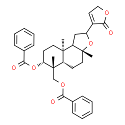 ChemSpider 2D Image | (3aR,5aS,6R,7R,9aR)-6-[(Benzoyloxy)methyl]-3a,6,9a-trimethyl-2-(2-oxo-2,5-dihydro-3-furanyl)dodecahydronaphtho[2,1-b]furan-7-yl benzoate | C34H38O7