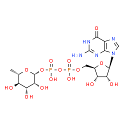 ChemSpider 2D Image | [(2R,3S,4R,5R)-5-(2-Amino-6-oxo-1,6-dihydro-9H-purin-9-yl)-3,4-dihydroxytetrahydro-2-furanyl]methyl (2R,3R,4R,5R,6S)-3,4,5-trihydroxy-6-methyltetrahydro-2H-pyran-2-yl dihydrogen diphosphate (non-prefe
rred name) | C16H25N5O15P2