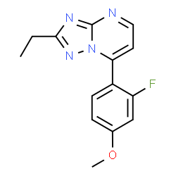 ChemSpider 2D Image | 2-Ethyl-7-(2-fluoro-4-methoxyphenyl)[1,2,4]triazolo[1,5-a]pyrimidine | C14H13FN4O