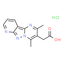 ChemSpider 2D Image | (2,4-Dimethylpyrido[2',3':3,4]pyrazolo[1,5-a]pyrimidin-3-yl)acetic acid hydrochloride (1:1) | C13H13ClN4O2
