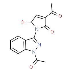 ChemSpider 2D Image | 3-Acetyl-1-(1-acetyl-1H-indazol-3-yl)-1H-pyrrole-2,5-dione | C15H11N3O4