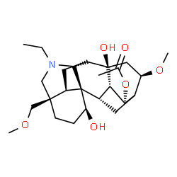 ChemSpider 2D Image | (1alpha,4beta,8alpha,9alpha,10alpha,13alpha,14beta,16alpha)-20-Ethyl-1,8-dihydroxy-16-methoxy-4-(methoxymethyl)aconitan-14-yl acetate | C25H39NO6