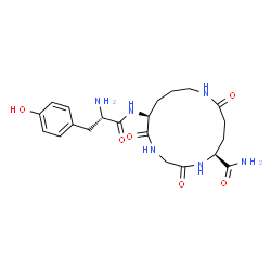ChemSpider 2D Image | (5S,13S)-3,8,14-Trioxo-13-(L-tyrosylamino)-1,4,9-triazacyclotetradecane-5-carboxamide | C21H30N6O6