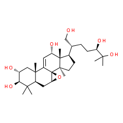 ChemSpider 2D Image | (2alpha,3beta,7beta,12alpha,24R)-7,8-Epoxylanost-9(11)-ene-2,3,12,21,24,25-hexol | C30H50O7