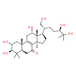 ChemSpider 2D Image | (2alpha,3beta,12alpha,24R)-2,3,12,21,24,25-Hexahydroxylanost-8-en-7-one | C30H50O7