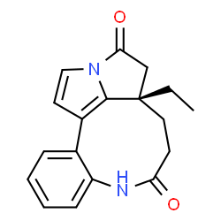 ChemSpider 2D Image | (2aS)-2a-Ethyl-2a,3,4,6-tetrahydro-1H-pyrrolizino[1,7-ef][1]benzazonine-1,5(2H)-dione | C18H18N2O2