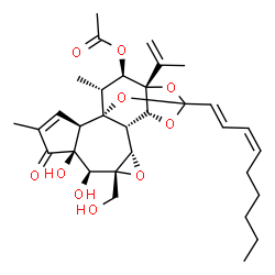 ChemSpider 2D Image | (1R,2R,6S,7S,8R,10S,11S,12R,16S,17R,18R)-6,7-Dihydroxy-8-(hydroxymethyl)-16-isopropenyl-4,18-dimethyl-14-[(1E,3Z)-1,3-nonadien-1-yl]-5-oxo-9,13,15,19-tetraoxahexacyclo[12.4.1.0~1,11~.0~2,6~.0~8,10~.0~
12,16~]nonadec-3-en-17-yl acetate | C32H42O10