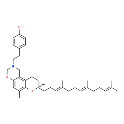 ChemSpider 2D Image | 4-{2-[(8R)-6,8-Dimethyl-8-[(3E,7E)-4,8,12-trimethyl-3,7,11-tridecatrien-1-yl]-1,8,9,10-tetrahydrochromeno[5,6-e][1,3]oxazin-2(3H)-yl]ethyl}phenol | C37H51NO3
