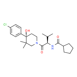 ChemSpider 2D Image | N-{(2R)-1-[(4S)-4-(4-Chlorophenyl)-4-hydroxy-3,3-dimethyl-1-piperidinyl]-3-methyl-1-oxo-2-butanyl}cyclopentanecarboxamide | C24H35ClN2O3