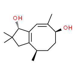 ChemSpider 2D Image | (1S,4R,7S,8Z)-2,2,4,8-Tetramethyl-2,3,4,5,6,7-hexahydro-1H-cyclopenta[8]annulene-1,7-diol | C15H24O2