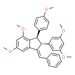 ChemSpider 2D Image | (1E,2R,3R)-1-Benzylidene-2-(3,5-dimethoxyphenyl)-4,6-dimethoxy-3-(4-methoxyphenyl)indane | C33H32O5