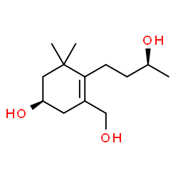 ChemSpider 2D Image | (1S)-4-[(3S)-3-Hydroxybutyl]-3-(hydroxymethyl)-5,5-dimethyl-3-cyclohexen-1-ol | C13H24O3