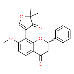 ChemSpider 2D Image | (2S)-8-(5,5-Dimethyl-4-oxo-4,5-dihydro-3-furanyl)-7-methoxy-2-phenyl-2,3-dihydro-4H-chromen-4-one | C22H20O5