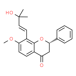 ChemSpider 2D Image | (2S)-8-[(1E)-3-Hydroxy-3-methyl-1-buten-1-yl]-7-methoxy-2-phenyl-2,3-dihydro-4H-chromen-4-one | C21H22O4