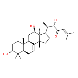 ChemSpider 2D Image | (3alpha,12beta,13alpha,14beta,17alpha,20R,22S)-3,12,22-Trihydroxylanosta-7,24-dien-23-one | C30H48O4