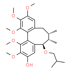 ChemSpider 2D Image | (5R,6S,7S)-5-Isobutoxy-1,2,10,11,12-pentamethoxy-6,7-dimethyl-5,6,7,8-tetrahydrodibenzo[a,c][8]annulen-3-ol | C27H38O7