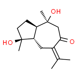 ChemSpider 2D Image | (1S,3aR,4S,8aS)-1,4-Dihydroxy-7-isopropylidene-1,4-dimethyloctahydro-6(1H)-azulenone | C15H24O3