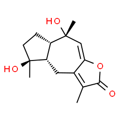 ChemSpider 2D Image | (4aS,5S,7aS,8S)-5,8-Dihydroxy-3,5,8-trimethyl-4a,5,6,7,7a,8-hexahydroazuleno[6,5-b]furan-2(4H)-one | C15H20O4