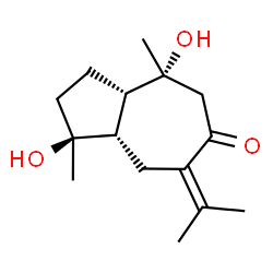 ChemSpider 2D Image | (1S,3aS,4R,8aS)-1,4-Dihydroxy-7-isopropylidene-1,4-dimethyloctahydro-6(1H)-azulenone | C15H24O3