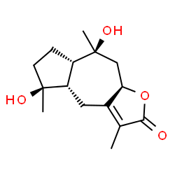 ChemSpider 2D Image | (4aS,5S,7aS,8S,9aR)-5,8-Dihydroxy-3,5,8-trimethyl-4a,5,6,7,7a,8,9,9a-octahydroazuleno[6,5-b]furan-2(4H)-one | C15H22O4