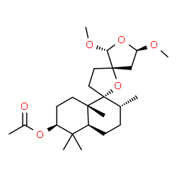 ChemSpider 2D Image | (2R,2''R,3S,4a''S,5R,5'R,6''S,8a''S)-2,5-Dimethoxy-2'',5'',5'',8a''-tetramethyldodecahydro-2''H-dispiro[furan-3,2'-furan-5',1''-naphthalen]-6''-yl acetate | C24H40O6