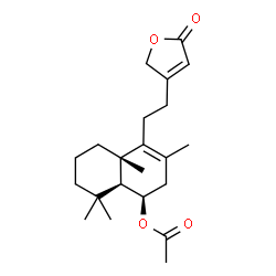 ChemSpider 2D Image | (1R,4aS,8aS)-3,4a,8,8-Tetramethyl-4-[2-(5-oxo-2,5-dihydro-3-furanyl)ethyl]-1,2,4a,5,6,7,8,8a-octahydro-1-naphthalenyl acetate | C22H32O4