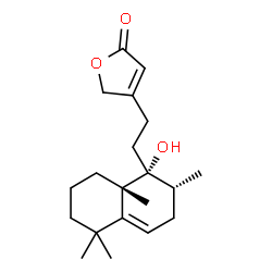 ChemSpider 2D Image | 4-{2-[(1R,2R,8aS)-1-Hydroxy-2,5,5,8a-tetramethyl-1,2,3,5,6,7,8,8a-octahydro-1-naphthalenyl]ethyl}-2(5H)-furanone | C20H30O3