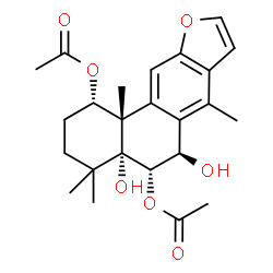 ChemSpider 2D Image | (1S,4aR,5S,6R,11bS)-4a,6-Dihydroxy-4,4,7,11b-tetramethyl-1,2,3,4,4a,5,6,11b-octahydrophenanthro[3,2-b]furan-1,5-diyl diacetate | C24H30O7