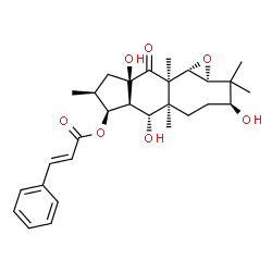 ChemSpider 2D Image | (1aS,3S,5aR,6R,6aS,7S,8S,9aR,10aR,10bS)-3,6,9a-Trihydroxy-2,2,5a,8,10a-pentamethyl-10-oxotetradecahydro-1aH-indeno[5',6':3,4]cycloocta[1,2-b]oxiren-7-yl (2E)-3-phenylacrylate | C29H38O7