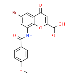 ChemSpider 2D Image | 6-Bromo-8-[(4-methoxybenzoyl)amino]-4-oxo-4H-chromene-2-carboxylic acid | C18H12BrNO6