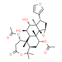 ChemSpider 2D Image | (5S,5aR,5bR,6R,7R,7aR,8S,9aR,10aR,10bS,11R,12aR)-8-(3-Furyl)-6,7-dihydroxy-1,1,5a,7a,10b-pentamethyl-3-oxohexadecahydrooxireno[1',5']cyclopenta[1',2':5,6]naphtho[2,1-c]oxepine-5,11-diyl diacetate | C30H40O10