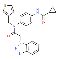 ChemSpider 2D Image | N-{4-[(1H-Benzotriazol-1-ylacetyl)(3-thienylmethyl)amino]phenyl}cyclopropanecarboxamide | C23H21N5O2S