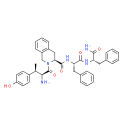 ChemSpider 2D Image | N-({(3S)-2-[(betaR)-beta-Methyl-L-tyrosyl]-1,2,3,4-tetrahydro-3-isoquinolinyl}carbonyl)-L-phenylalanyl-L-phenylalaninamide | C38H41N5O5