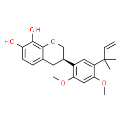 ChemSpider 2D Image | (3R)-3-[2,4-Dimethoxy-5-(2-methyl-3-buten-2-yl)phenyl]-7,8-chromanediol | C22H26O5