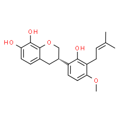 ChemSpider 2D Image | (3S)-3-[2-Hydroxy-4-methoxy-3-(3-methyl-2-buten-1-yl)phenyl]-7,8-chromanediol | C21H24O5