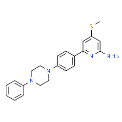 ChemSpider 2D Image | 4-(Methylsulfanyl)-6-[4-(4-phenyl-1-piperazinyl)phenyl]-2-pyridinamine | C22H24N4S