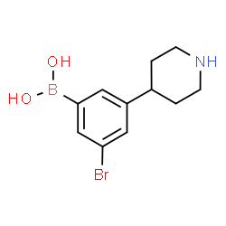 ChemSpider 2D Image | [3-Bromo-5-(4-piperidinyl)phenyl]boronic acid | C11H15BBrNO2