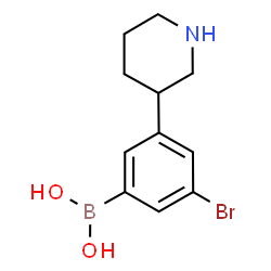 ChemSpider 2D Image | [3-Bromo-5-(3-piperidinyl)phenyl]boronic acid | C11H15BBrNO2