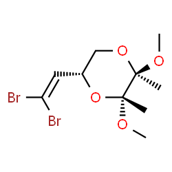 ChemSpider 2D Image | (2R,3R,5R)-5-(2,2-Dibromovinyl)-2,3-dimethoxy-2,3-dimethyl-1,4-dioxane | C10H16Br2O4